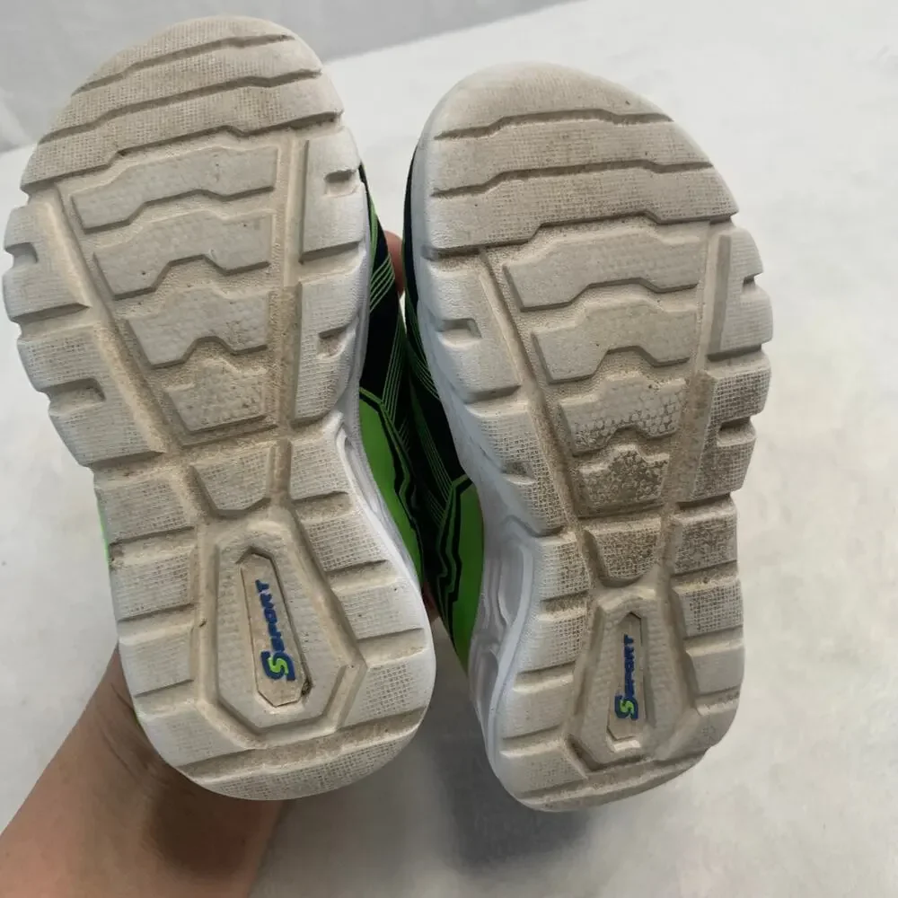 Skechers Toddler Boys Sz 7 Eva Sole Neon Green Black Light Up Sneakers Shoes